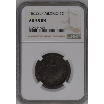 1863SLP MEXICO 1C NGC AU58BN