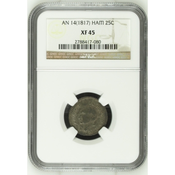 AN 14(1817) HAITI 25C NGC XF45