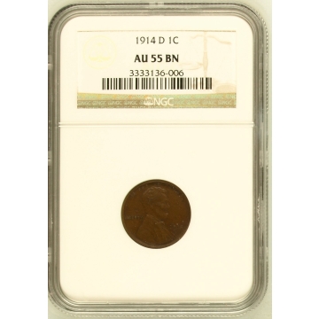 1914-D Wheat Reverse Lincoln Cent 1C NGC AU55BN