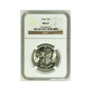 1944 Walking Liberty Half Dollar 50C NGC MS67