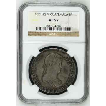 1821NG M GUATEMALA 8R NGC AU55