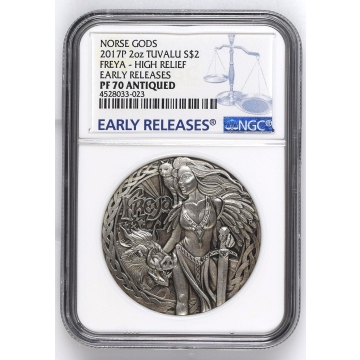 2017P 2oz TUVALU FREYA - HIGH RELIEF EARLY RELEASES S$2 NGC PR70AN