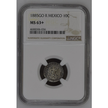 1885GO R MEXICO 10C NGC MS63+