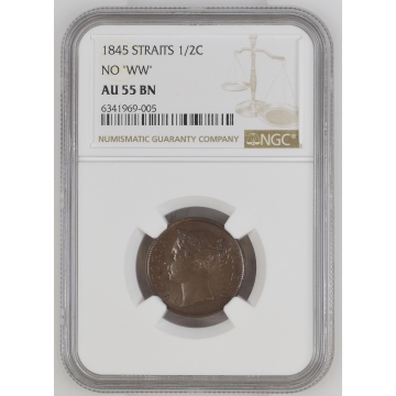 1845 E.INDIA CO NO 1/2C NGC AU55