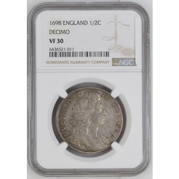 1698 ENGLAND ESC-554 1/2C NGC VF30