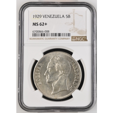 1929 VENEZUELA 5B NGC MS62+