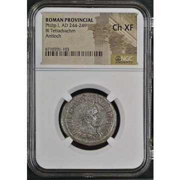 Philip I, AD 244-249 ROMAN PROVINCIAL BI Tetradrachm NGC XF45