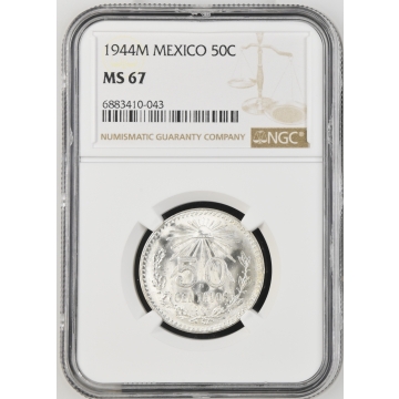 1944M MEXICO 50C NGC MS67