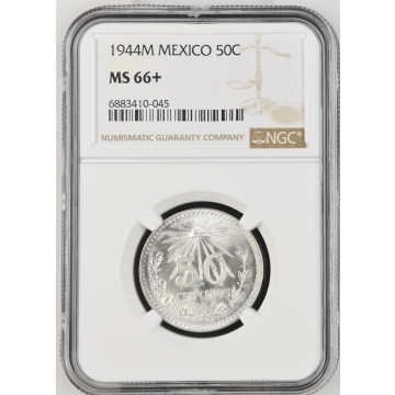 1944M MEXICO 50C NGC MS66+