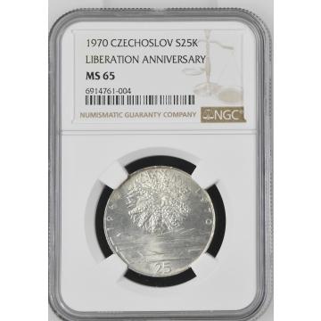 1970 CZECHOSLOV LIBERATION ANNIVERSARY 25K NGC MS65