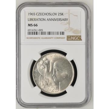 1965 CZECHOSLOV LIBERATION ANNIVERSARY 25K NGC MS66