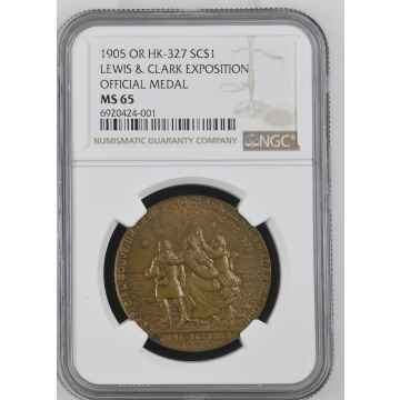 1905 OR HK-327 So-Called Dollar LEWIS & CLARK EXPOSITION SC$1 NGC MS65BN