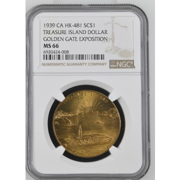 1939 CA HK-481 So-Called Dollar TREASURE ISLAND DOLLAR SC$1 NGC MS66