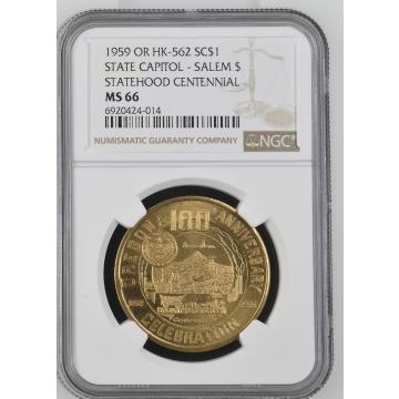 1959 OR HK-562 So-Called Dollar STATE CAPITOL - SALEM $ SC$1 NGC MS66