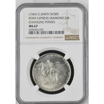 1947 C.SMITH PONY EXPRESS DIAMOND JUB SC50C NGC MS67