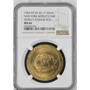 1964 NY SH 26-17 35mm New York World's Fair Morley Studios SC$1 NGC MS66