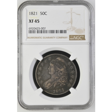 1821 Capped Bust, Lettered Edge 50C NGC XF45