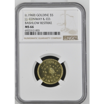 (c.1960) Goldine J.J. Conway & CO. Bashlow Restrike $5 NGC MS66