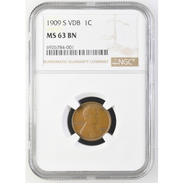 1909-S VDB Wheat Reverse Lincoln Cent 1C NGC MS63BN