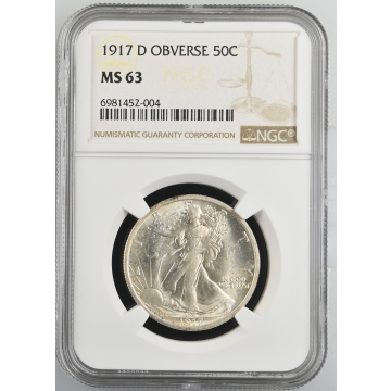 1917-D OBVERSE Walking Liberty Half Dollar 50C NGC MS63