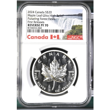 2024 Canada S$20 Maple Leaf Ultra HR Forest 1st Releases REVERSE PR70