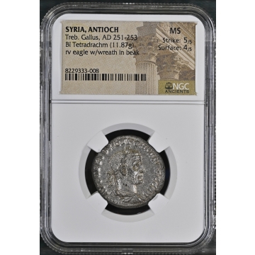 Trebonianus Gallus, AD 251-253 SYRIA, ANTIOCH BI Tetradrachm NGC MS