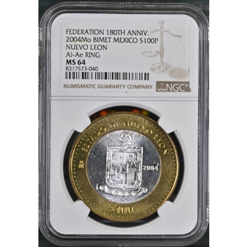 2004MO MEXICO NUEVO LEON 100P NGC MS64