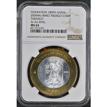 2004MO MEXICO TABASCO 100P NGC MS64