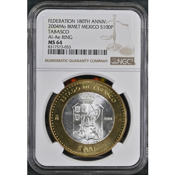 2004MO MEXICO TABASCO 100P NGC MS64