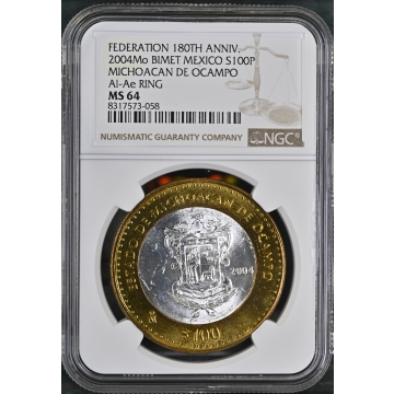 2004MO MEXICO MICHOACAN DE OCAMPO 100P NGC MS64