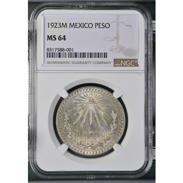 1923M MEXICO PESO NGC MS64