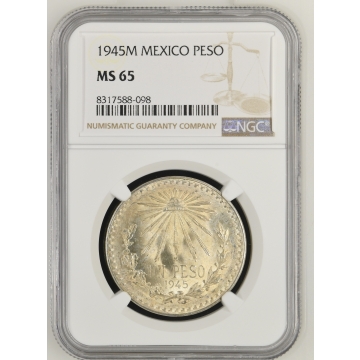 1945M MEXICO PESO NGC MS65