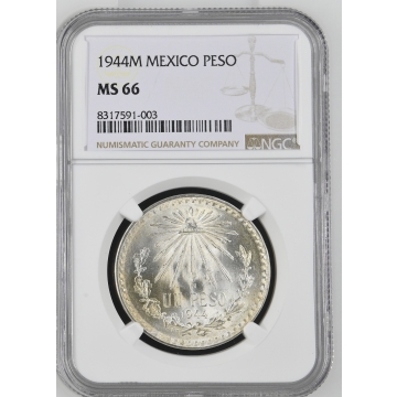 1944M MEXICO PESO NGC MS66