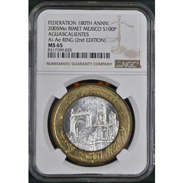 2005MO MEXICO AGUASCALIENTES 100P NGC MS65