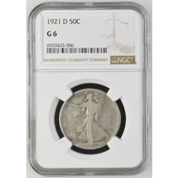 1921-D Walking Liberty Half Dollar 50C NGC G6