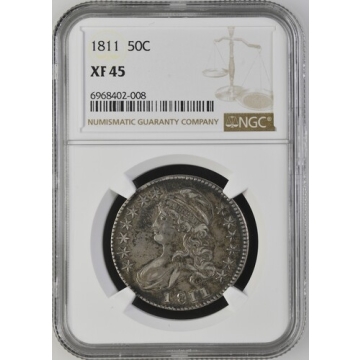 1811 Capped Bust, Lettered Edge 50C Small 8 NGC XF45