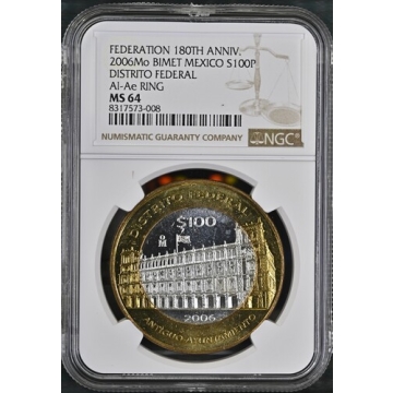 2006Mo BIMET MEXICO DISTRITO FEDERAL Al-Ae RING S100P NGC MS64