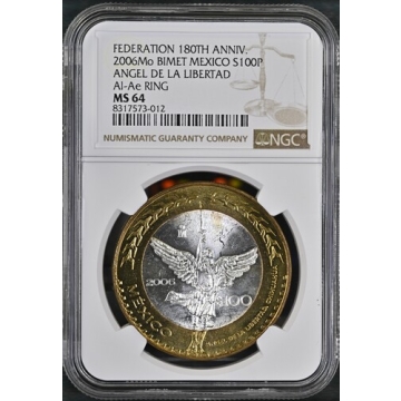 2006Mo BIMET MEXICO ANGEL DE LA LIBERTAD Al-Ae RING S100P NGC MS64