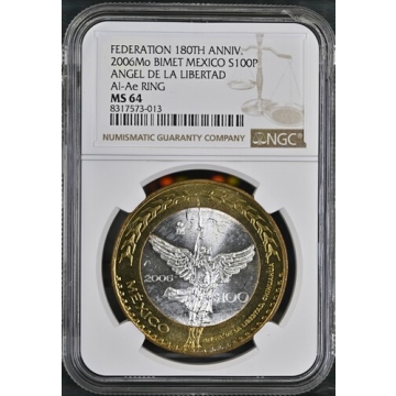 2006Mo BIMET MEXICO ANGEL DE LA LIBERTAD Al-Ae RING S100P NGC MS64