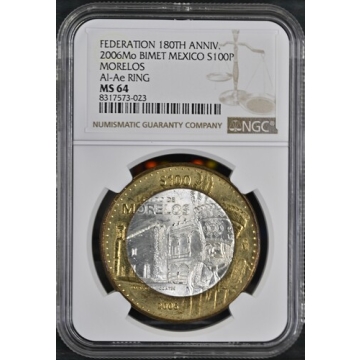 2006Mo BIMET MEXICO MORELOS Al-Ae RING S100P NGC MS64