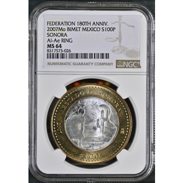 2007Mo BIMET MEXICO SONORA Al-Ae RING S100P NGC MS64