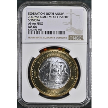 2007Mo BIMET MEXICO SONORA Al-Ae RING S100P NGC MS64