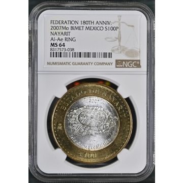 2007Mo BIMET MEXICO NAYARIT Al-Ae RING S100P NGC MS64