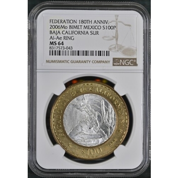 2006Mo BIMET MEXICO BAJA CALIFORNIA Al-Ae RING S100P NGC MS64