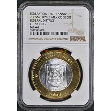 2005MO MEXICO FEDERAL DISTRICT 100P NGC MS64