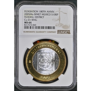 2005MO MEXICO FEDERAL DISTRICT 100P NGC MS64