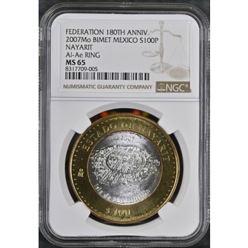 2007Mo BIMET MEXICO NAYARIT Al-Ae RING S100P NGC MS65