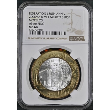 2006Mo BIMET MEXICO MORELOS Al-Ae RING S100P NGC MS64