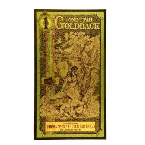 2021 Utah 1 Goldback 1/1000oz Aurum Gold Note