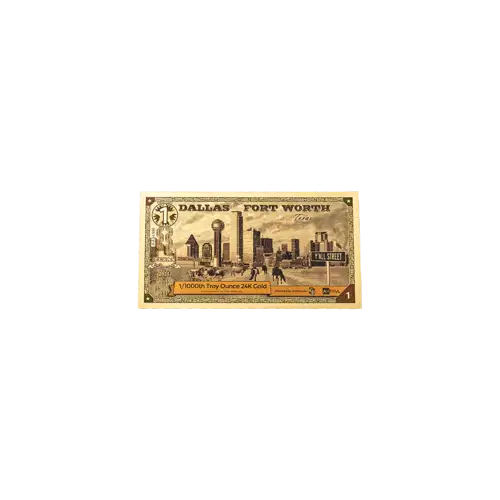 2025 Dallas TX 1 Goldback 1/1000oz Aurum Gold Note